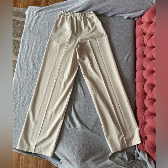 ASOS Cream Trousers Straight Leg Cotton Blend - Picture 5 of 7